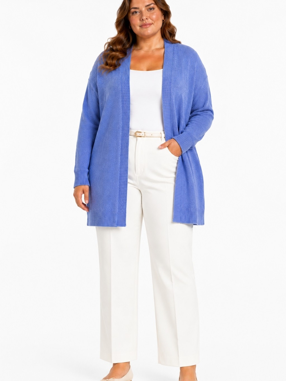 Talbots 100% Linen Open Front Cardigan Blue 3XP Quiet Luxury